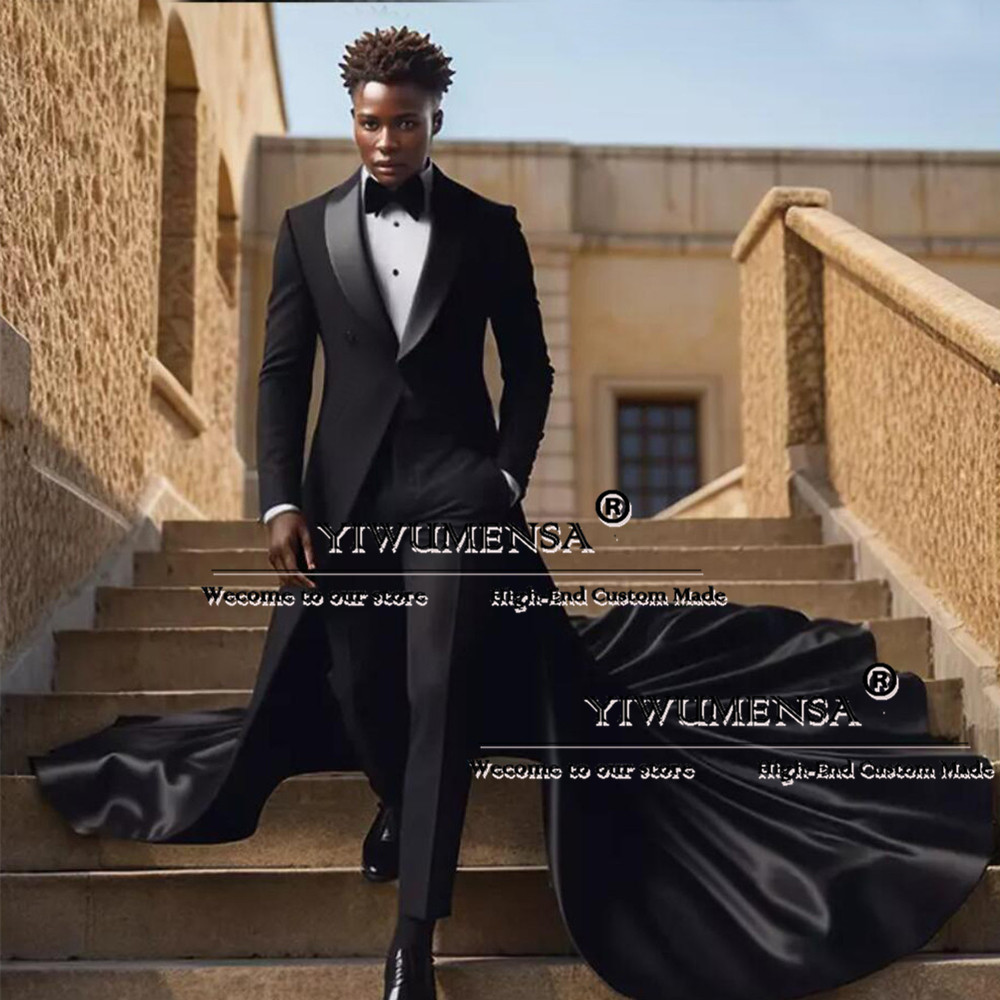 Latest Men Formal Wear - Xale preto lapela baile blazer masculino