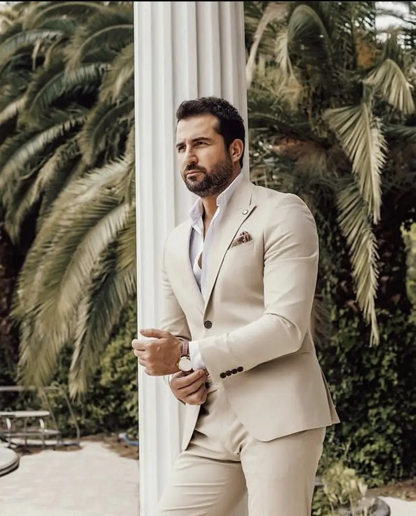 Latest Men Formal Wear - Traje homme bege casamento smoking noivo