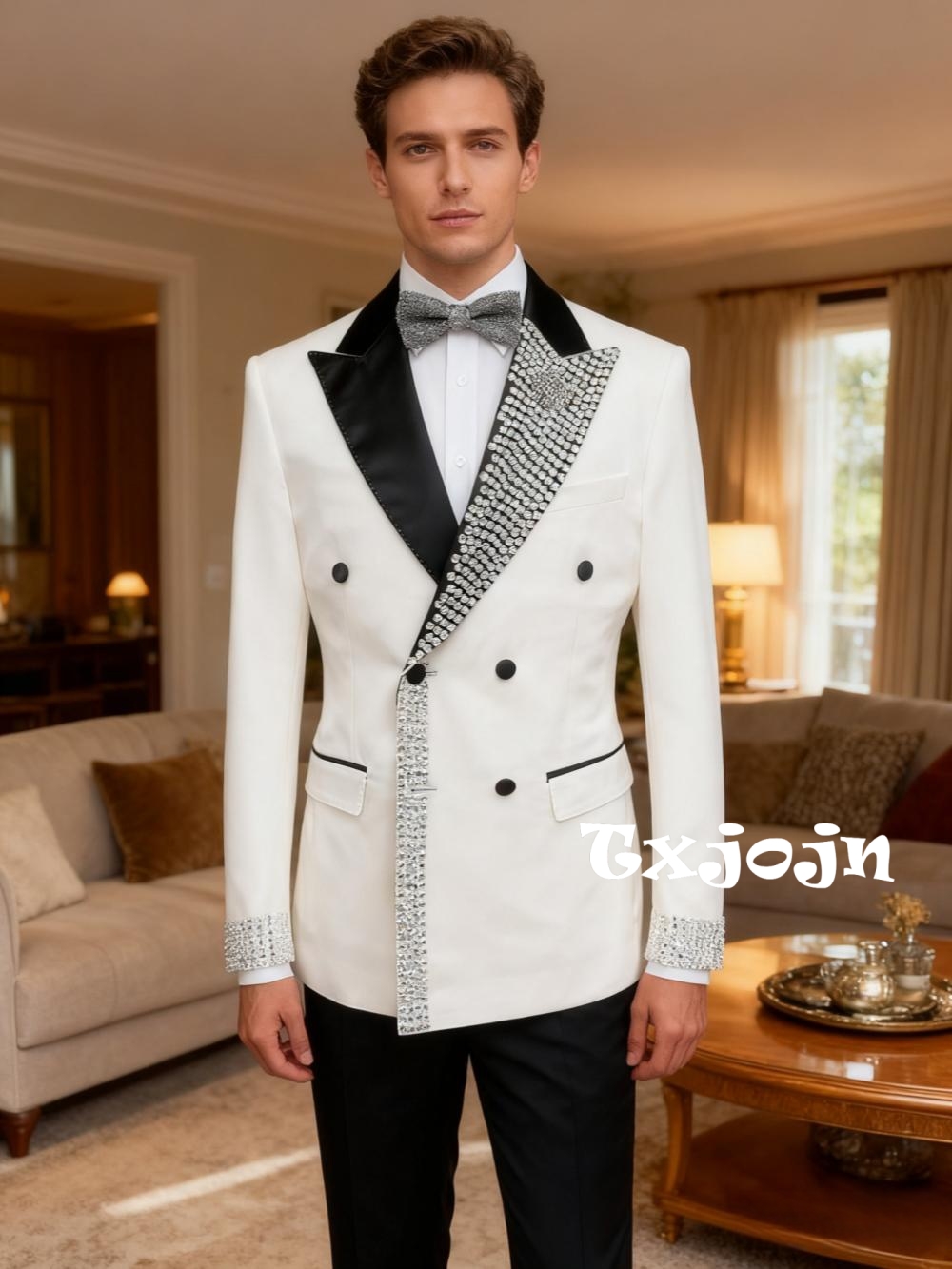 Men'S Formal Wear For Engagement - Deslumbrante luxo frisado masculino fino ajuste