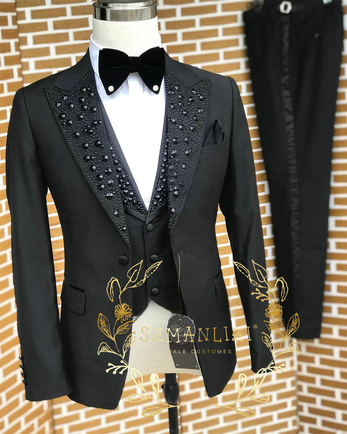 Preto masculino ternos de luxo - Formal Wear For Men In Wedding avaliação e preço